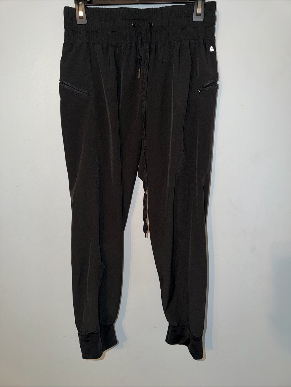 Women's Black Drawstring Jogger Pants with Zip Pockets